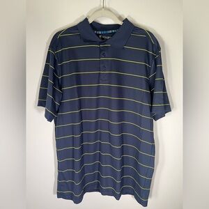 NWT Vintage Y2K St. Andrews of Scotland navy lime striped golf polo sz L preppy